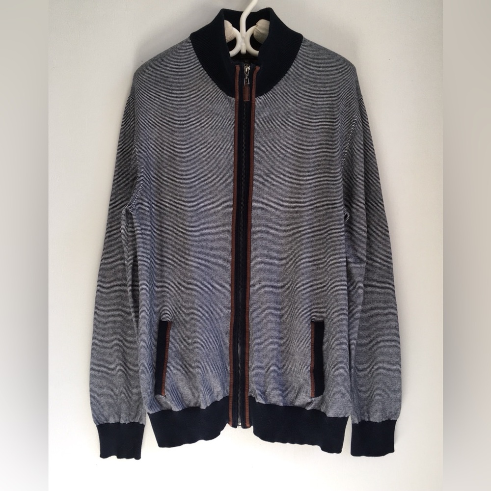 Daniel Bishop Heritage Collection 100% Cotton Navy Zip Up Sweater Size XL